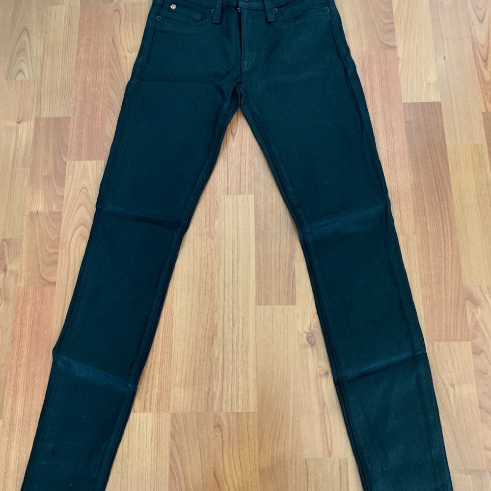 NEW WITHOUT A TAGS HUDSON KRISTA SUPER SKINNY COATED BLACK STRETCH JEANS 25